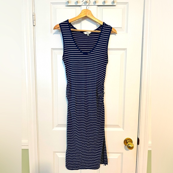 RIPE Maternity Stretchy Maxi Summer Dress blue and white strip size Small - Picture 1 of 4